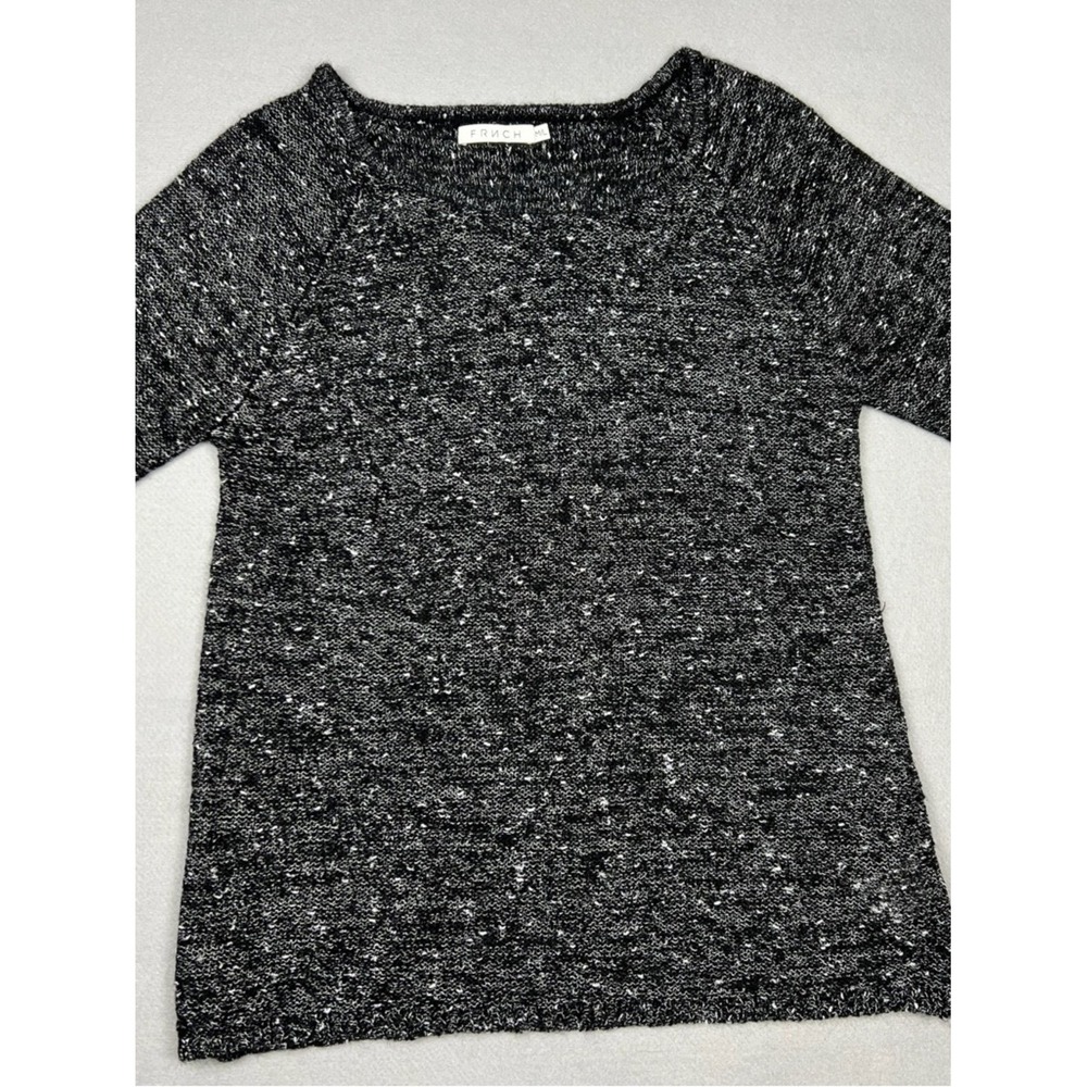 FRNCH Women's M/L Speckled Lurex Sweater Acrylic Wool Blend Marled Knit Shimmer